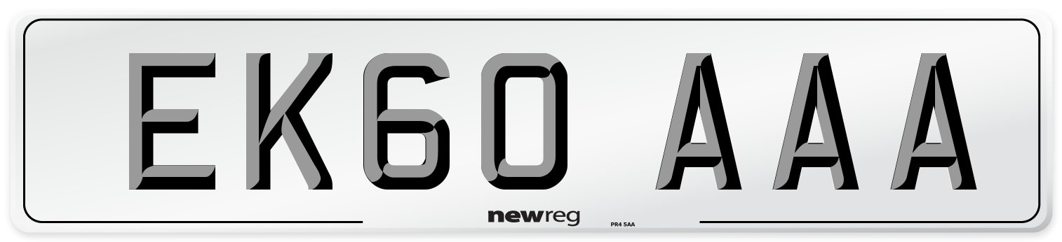 EK60 AAA Number Plate from New Reg